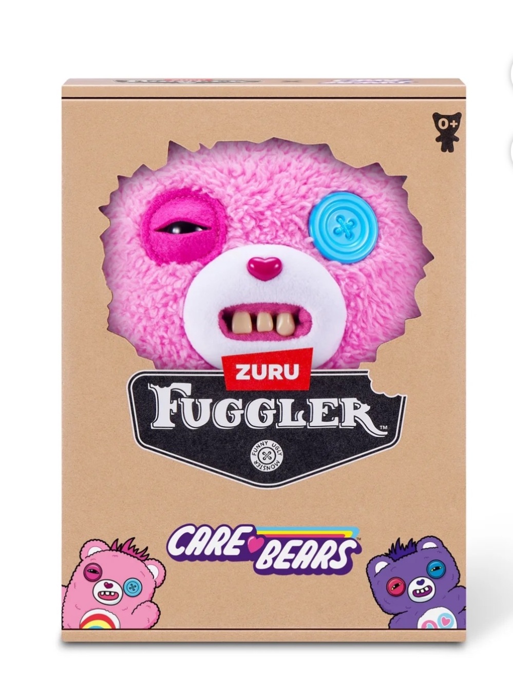 Fuggler X Care Bears - Plush Pink Rainbow Bear Toy with Button Eye - Picture 2 of 10